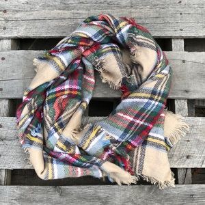 Plaid blanket scarf